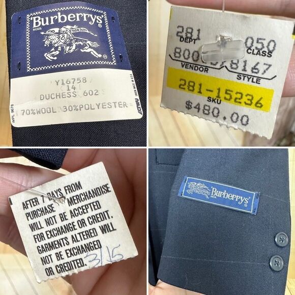 BURBERRYS’ Vintage Dead Stock Skirt Suit Size 14 - Picture 14 of 16